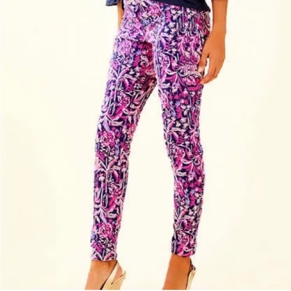 Lilly Pulitzer Kelly Skinny Ankle Pants Women’s 4 Bright Navy Swing Of Things